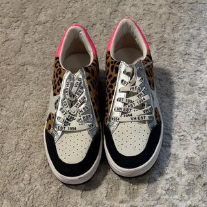 Vintage Havana Leopard Print Sneakers with Pink and Silver Accents
